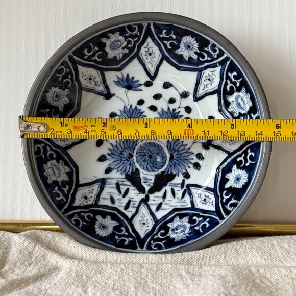 Vintage Japanese Blue & White Porcelain Trinket Bowl Hand-Painted - Picture 9 of 9